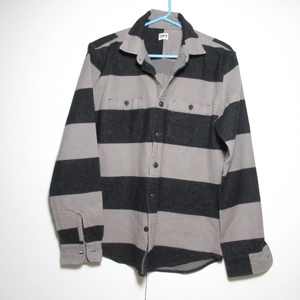 Edwin Flannel Labour Shirt / Shacket Black Grey 🔹 Like New